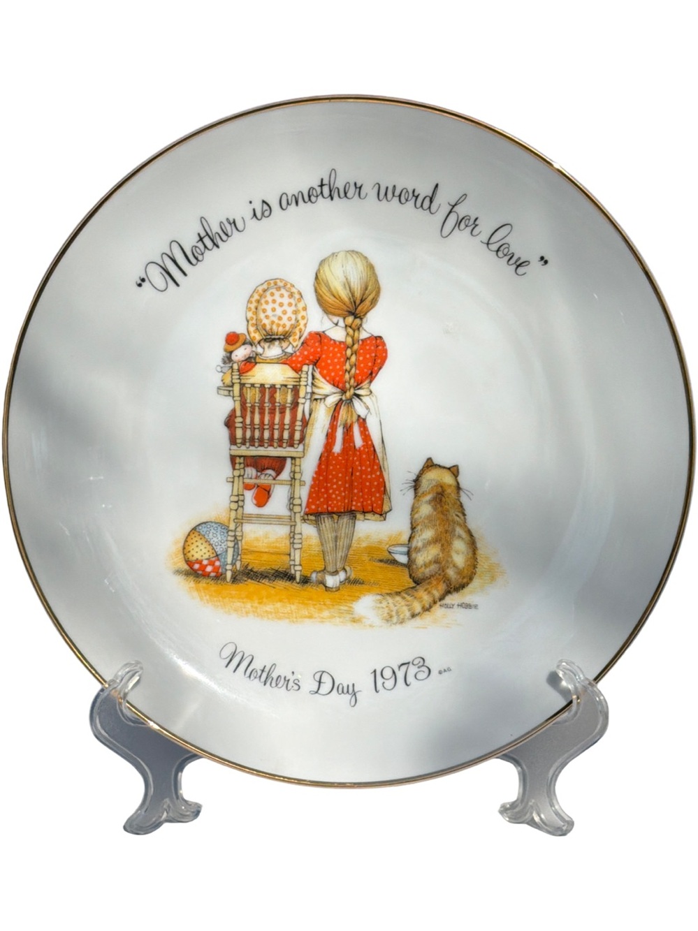 🌷 VINTAGE Holly Hobbie Mother's Day Porcelain Plate, Made in Japan, c. 1973